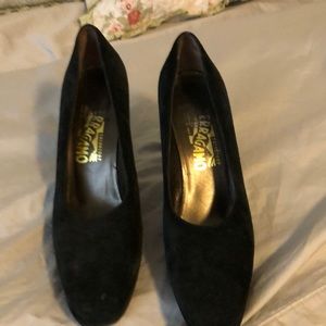 Black suede Ferragamo shoes